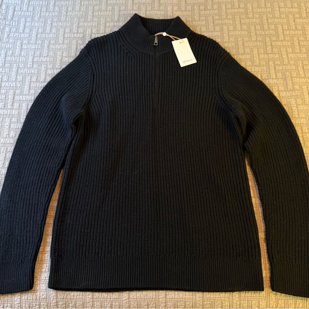 Quince Men's Black Zip-Up Sweater